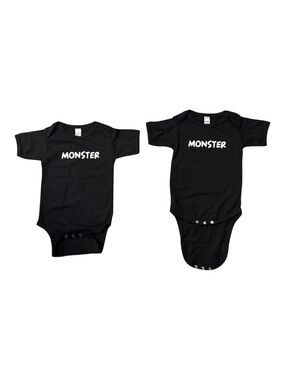 2PC Baby Monster Black Onesie Bodysuit Lot 12-18 Months NWOT